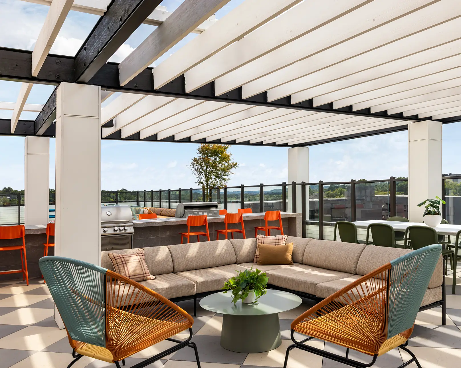 Outdoor seating and grills