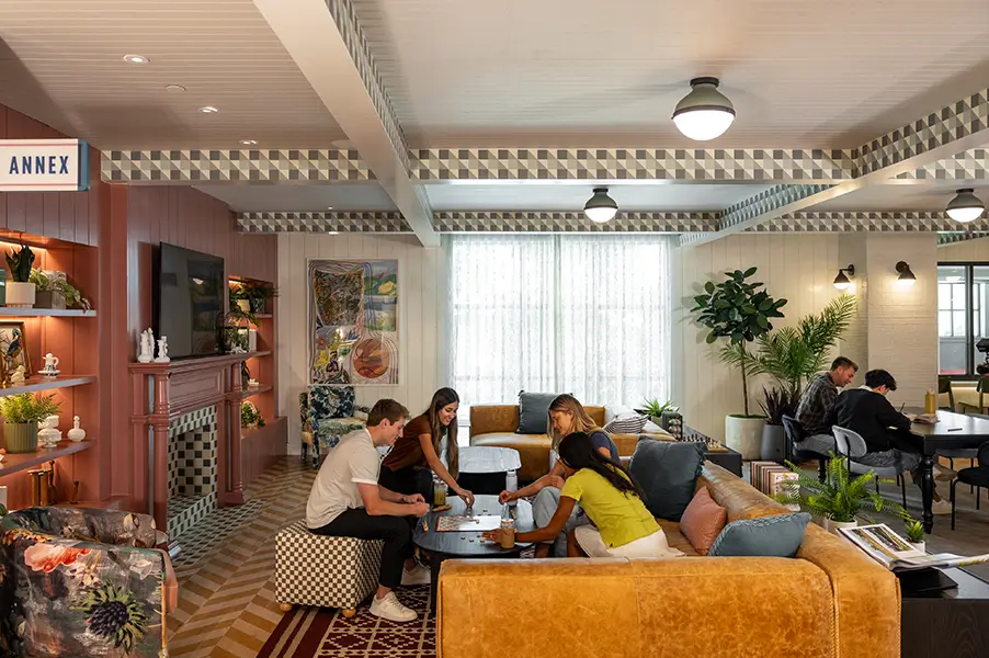 Friends playing board games