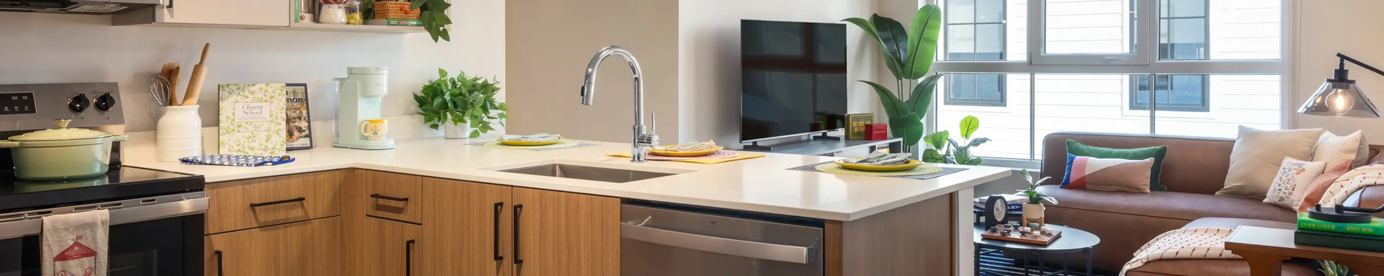 Fully equipped kitchen integrated with the living room