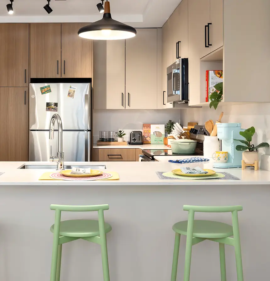 A furnished apartment kitchen