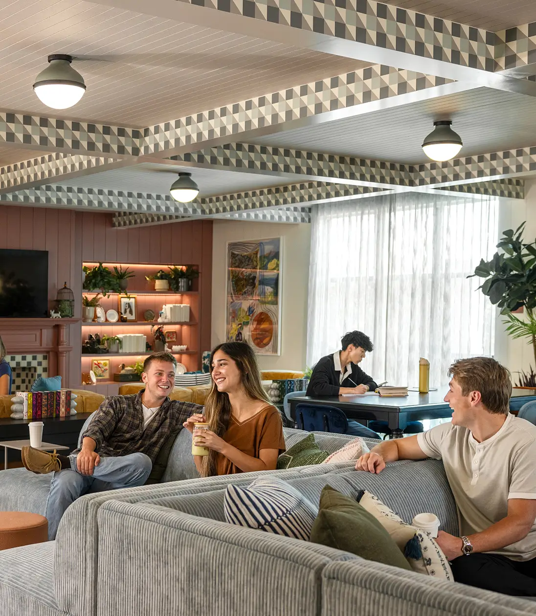 friends hanging out in lounge