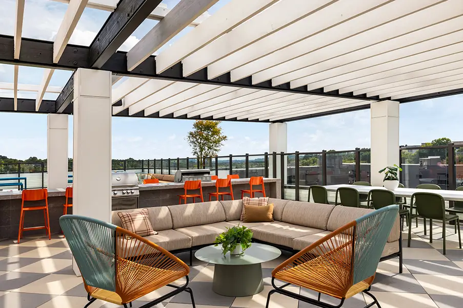 Outdoor seating and grills